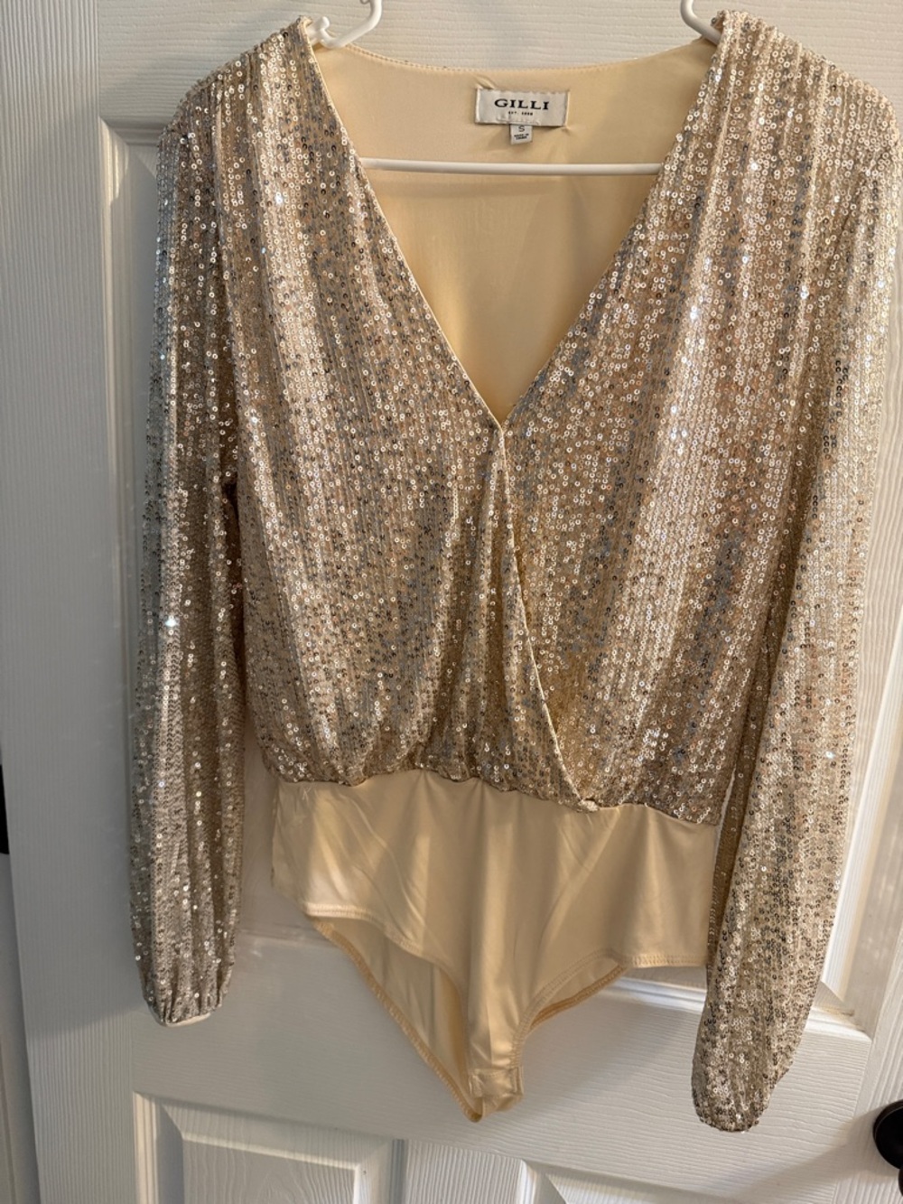 Gilli Gold Sequin Wrap Bodysuit
